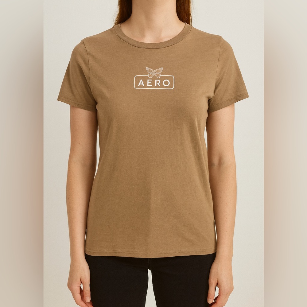 Aeropostale Brown Butterfly Logo‎ T-Shirt Medium Casual Tee